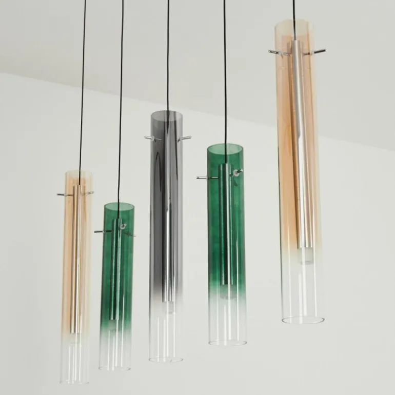 Suspension Souffort LED Chrome, 5 lumières