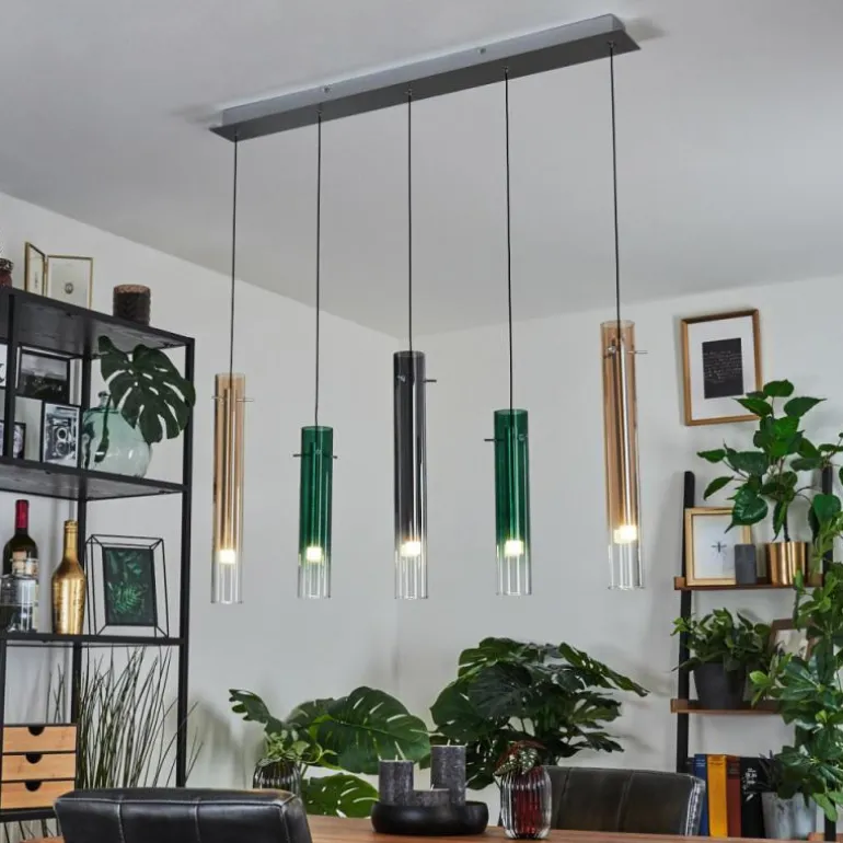 Suspension Souffort LED Chrome, 5 lumières