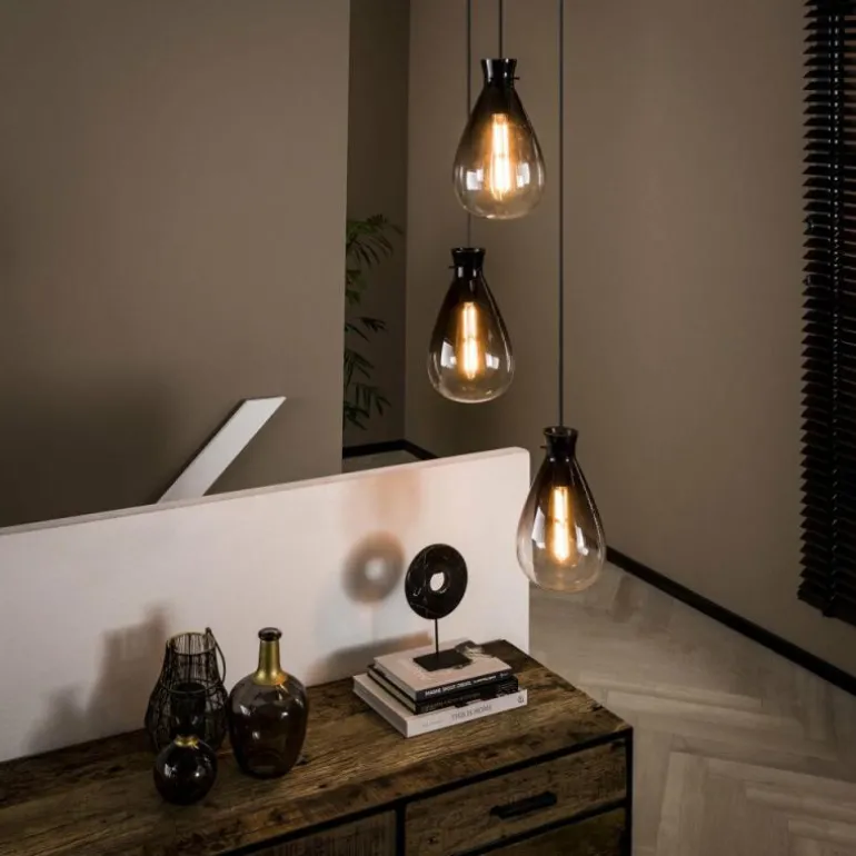 Suspension Stave Argent Oxydé, 3 lumières