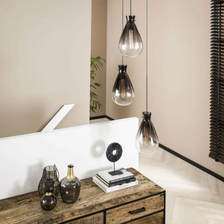 Suspension Stave Argent Oxydé, 3 lumières