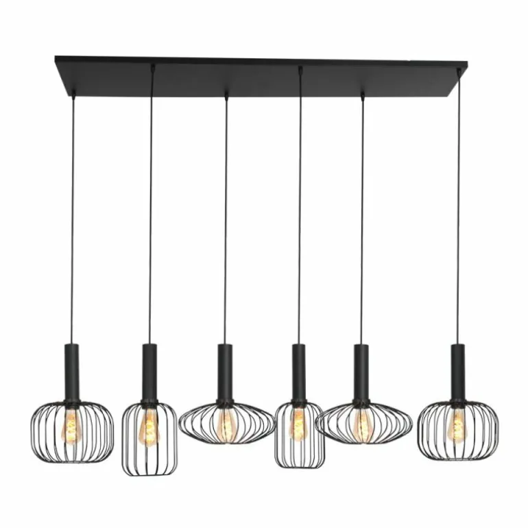 Suspension Steinhauer Aureole Noir, 6 lumières