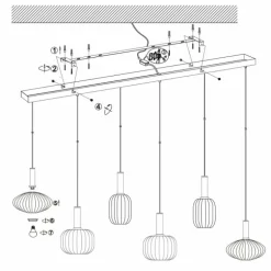Suspension Steinhauer Aureole Noir, 6 lumières