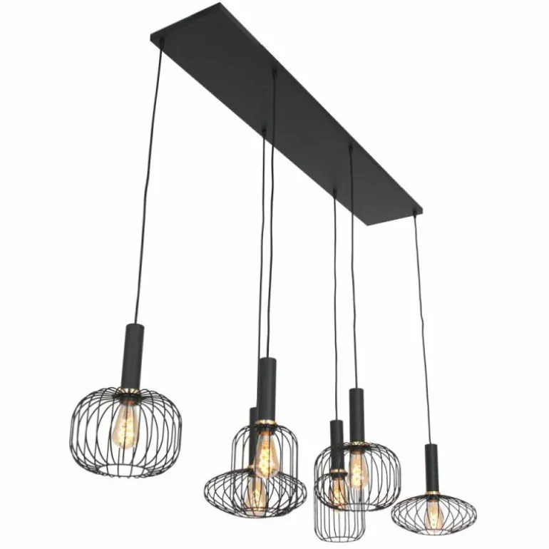 Suspension Steinhauer Aureole Noir, 6 lumières