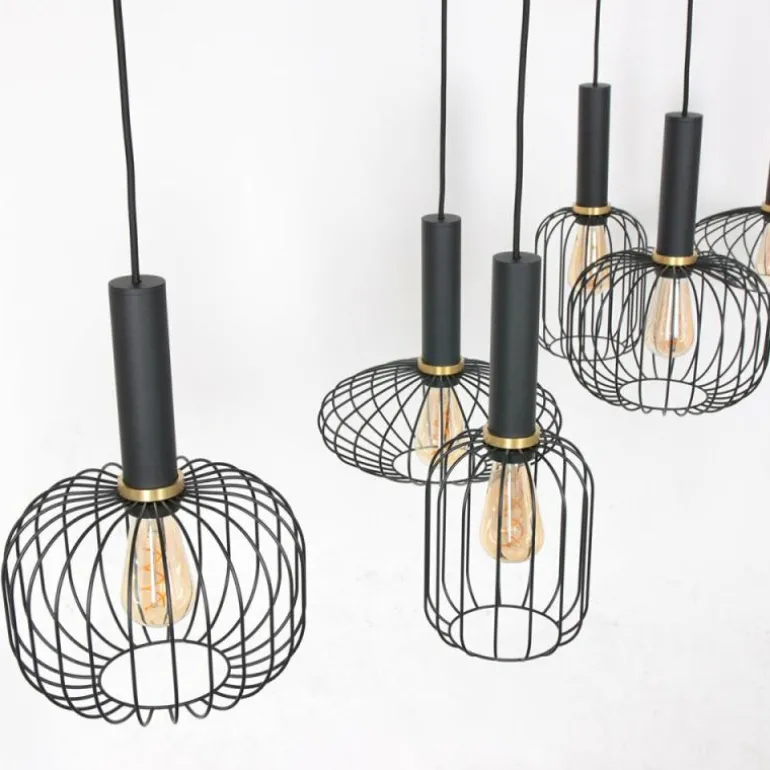 Suspension Steinhauer Aureole Noir, 6 lumières