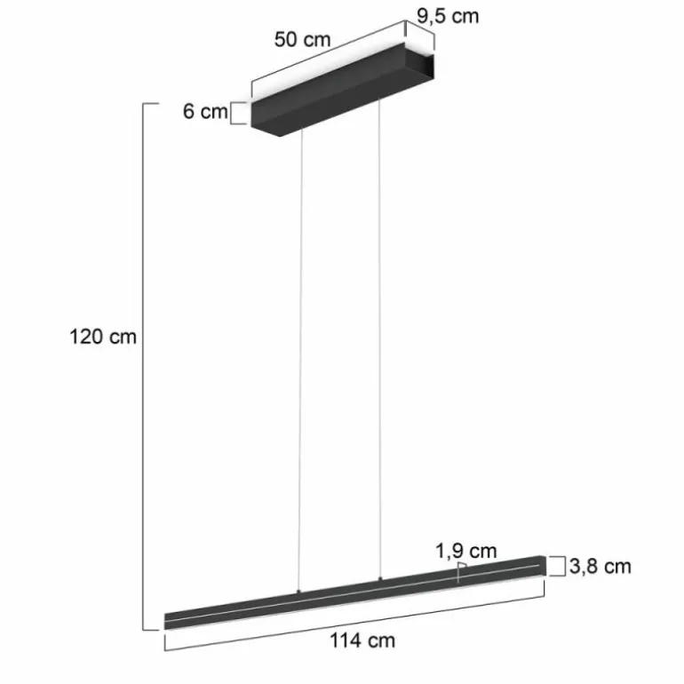 Suspension Steinhauer Bande LED Noir, 4 lumières