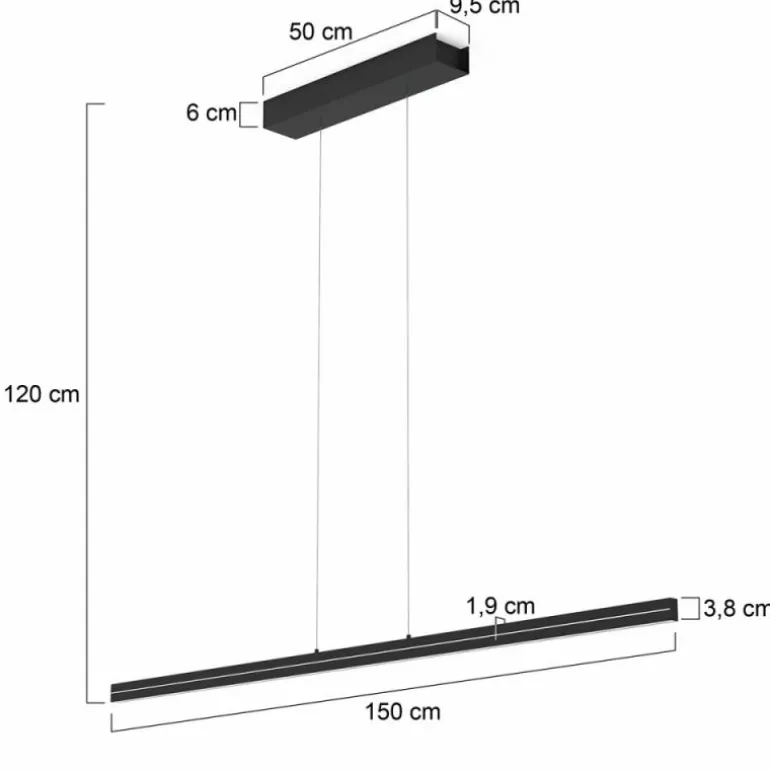 Suspension Steinhauer Bande LED Noir, 4 lumières
