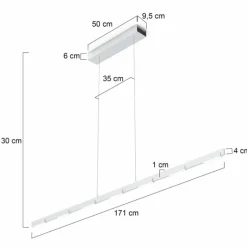 Suspension Steinhauer Bloc LED Acier brossé, 11 lumières