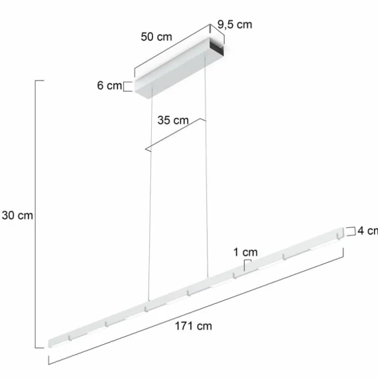 Suspension Steinhauer Bloc LED Acier brossé, 11 lumières