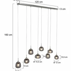 Suspension Steinhauer Bollique Acier inoxydable, 8 lumières