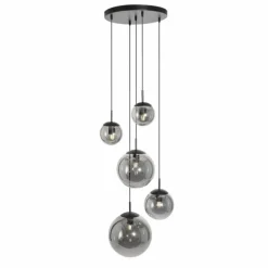 Suspension Steinhauer Bollique Noir, 5 lumières