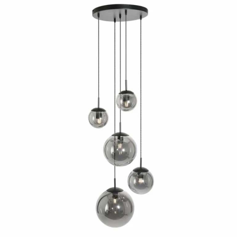 Suspension Steinhauer Bollique Noir, 5 lumières