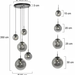 Suspension Steinhauer Bollique Noir, 5 lumières