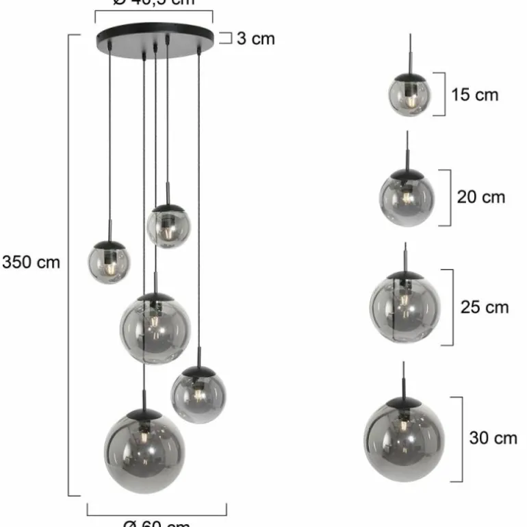 Suspension Steinhauer Bollique Noir, 5 lumières