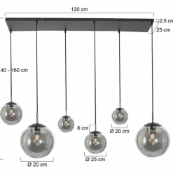 Suspension Steinhauer Bollique Noir, 6 lumières