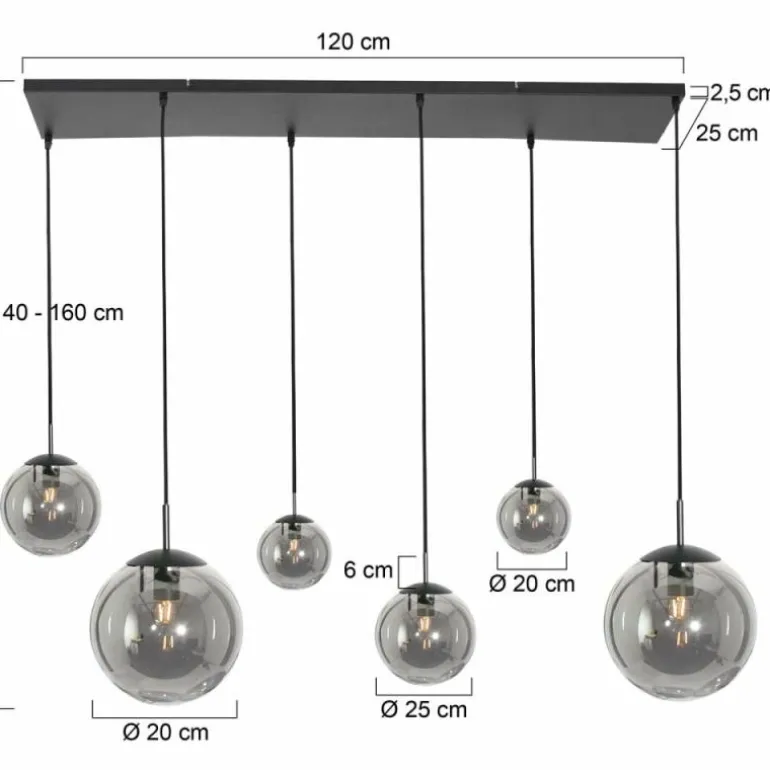 Suspension Steinhauer Bollique Noir, 6 lumières