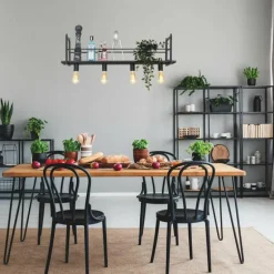 Suspension Steinhauer Buckley Acier inoxydable, 4 lumières