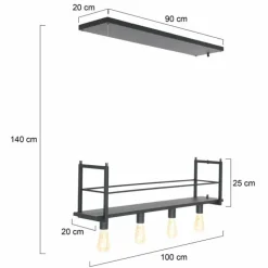 Suspension Steinhauer Buckley Acier inoxydable, 4 lumières