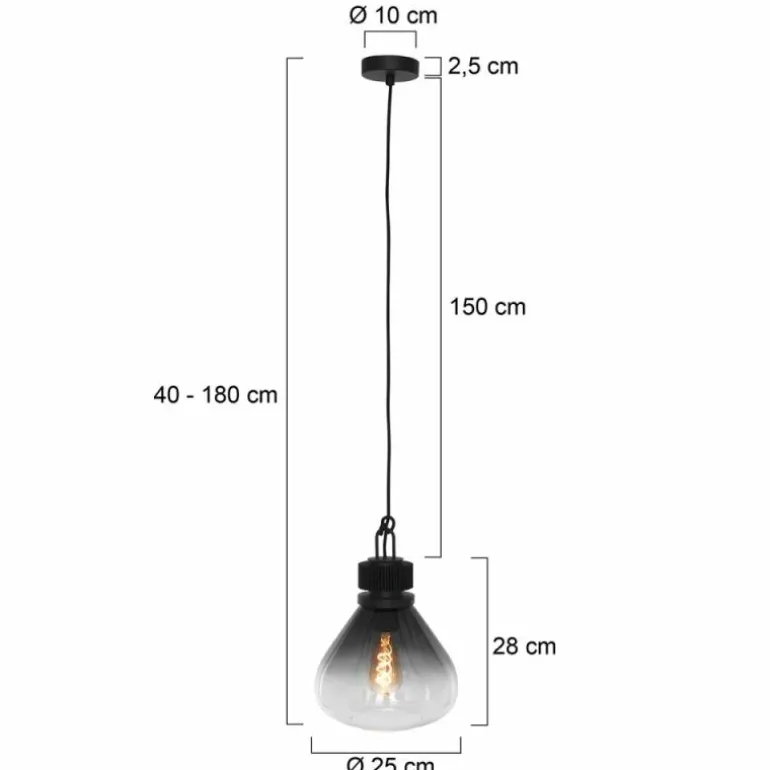 Suspension Steinhauer Flere Gris, Noir, 1 lumière