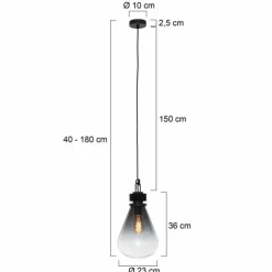 Suspension Steinhauer Flere Gris, Noir, 1 lumière