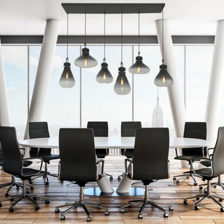 Suspension Steinhauer Flere Gris, Noir, 6 lumières