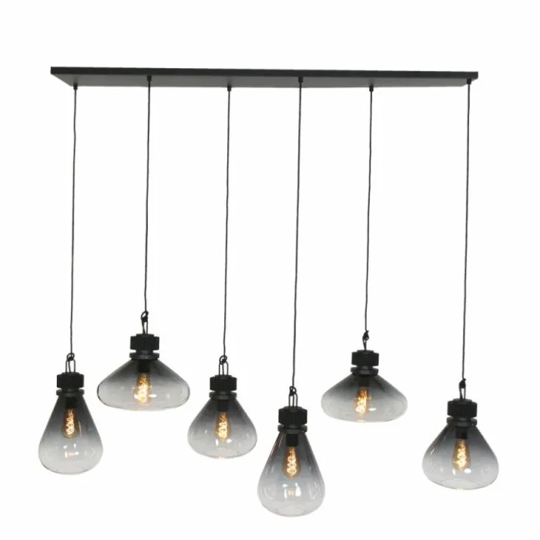 Suspension Steinhauer Flere Gris, Noir, 6 lumières