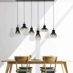 Suspension Steinhauer Flere Gris, Noir, 6 lumières