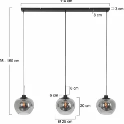 Suspension Steinhauer Lotus Noir, 3 lumières