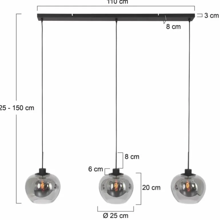 Suspension Steinhauer Lotus Noir, 3 lumières