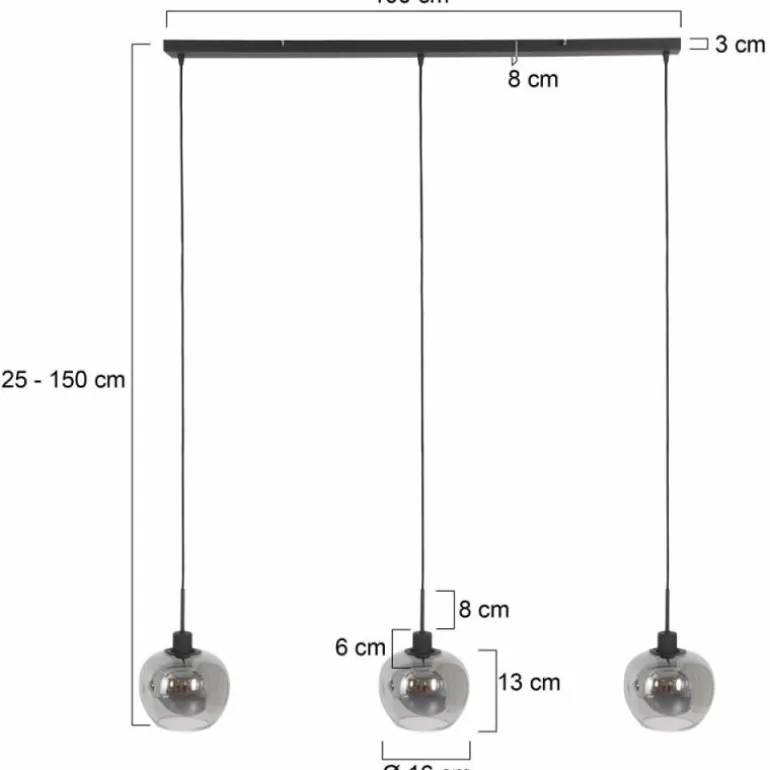 Suspension Steinhauer Lotus Noir, 3 lumières