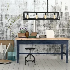 Suspension Steinhauer Mats Noir, 4 lumières