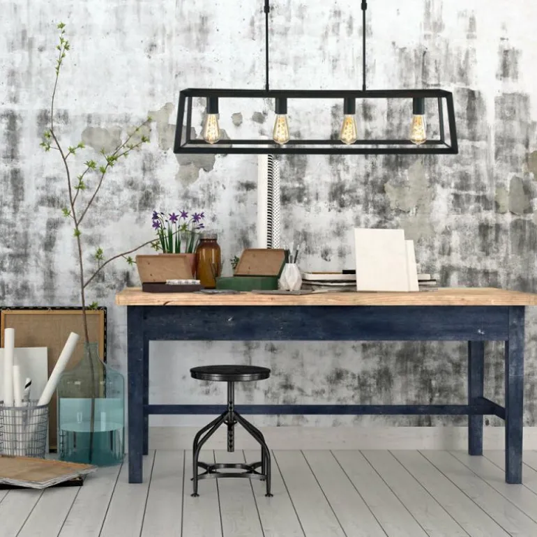 Suspension Steinhauer Mats Noir, 4 lumières