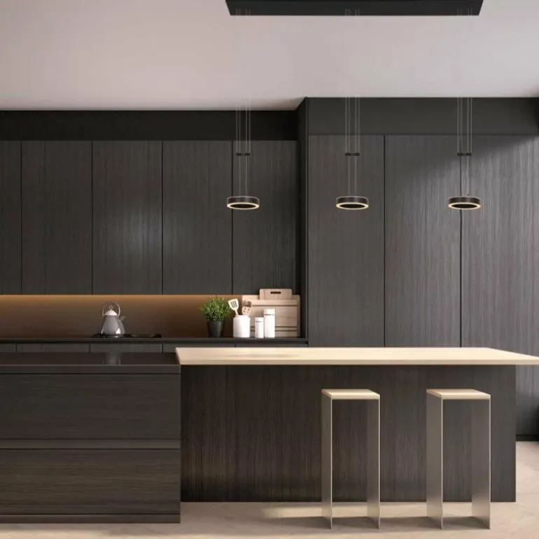 Suspension Steinhauer Piola LED Noir, 6 lumières