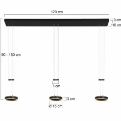 Suspension Steinhauer Piola LED Noir, 6 lumières