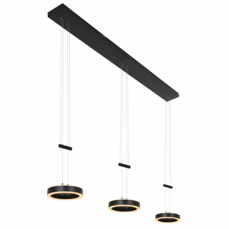 Suspension Steinhauer Piola LED Noir, 6 lumières