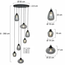 Suspension Steinhauer Reflexion Gris, Noir, 1 lumière