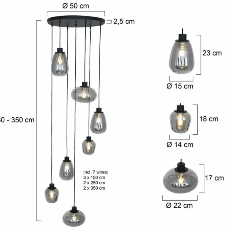 Suspension Steinhauer Reflexion Gris, Noir, 1 lumière