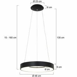 Suspension Steinhauer Ringlede Noir, Blanc, 1 lumière