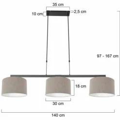 Suspension Steinhauer Stang Noir, 3 lumières