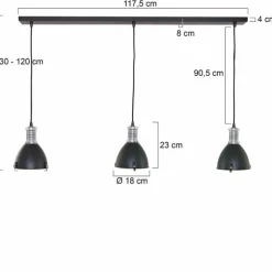 Suspension Steinhauer Storm Noir, 3 lumières