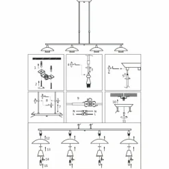 Suspension Steinhauer Tallerken LED Acier inoxydable, Blanc, 4 lumières