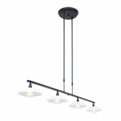 Suspension Steinhauer Tallerken LED Nickel mat, 4 lumières