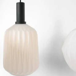 Suspension Steinhauer Verre Nervuré Noir, 6 lumières