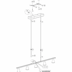 Suspension Steinhauer Vortex Noir, 5 lumières