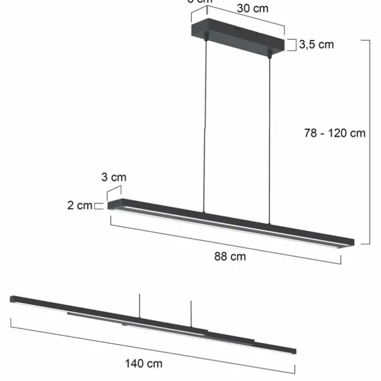 Suspension Steinhauer Zelena LED Noir, 1 lumière