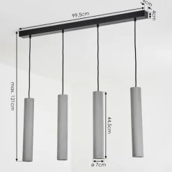 Suspension Stettler Noir, 4 lumières