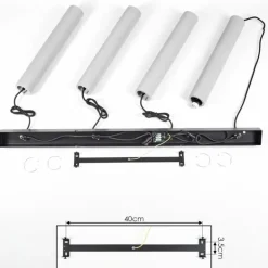 Suspension Stettler Noir, 4 lumières