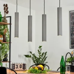 Suspension Stettler Noir, 4 lumières