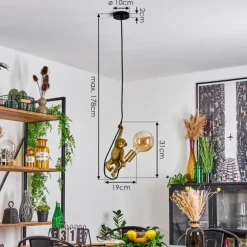 Suspension Suardi Or, Noir, 1 lumière