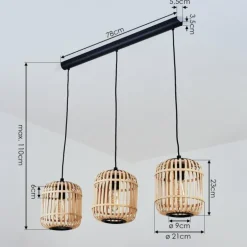 Suspension Sukhothai Noir, 3 lumières