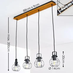 Suspension Sundsvall Brun, Noir, 4 lumières